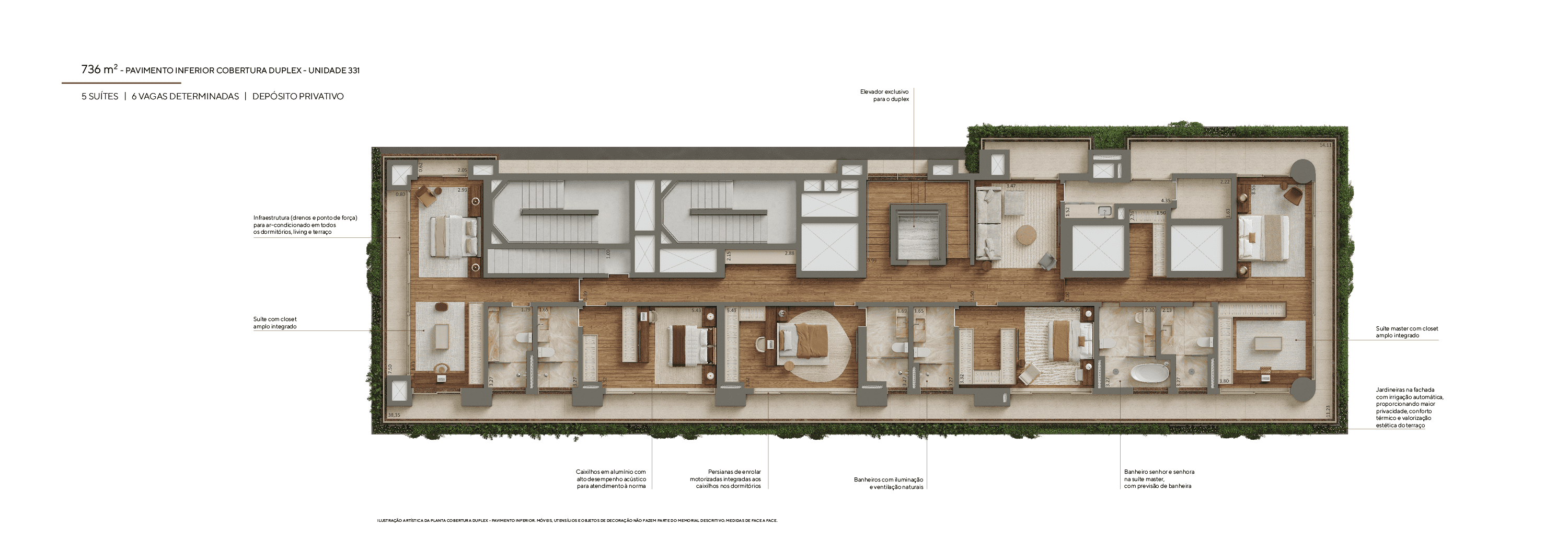 Planta cobertura duplex pavimento inferior — Horácio Lafer
